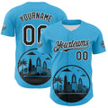 Custom Sky Blue Black-White 3D Urban City Edition Sports Authentic Baseball Jersey