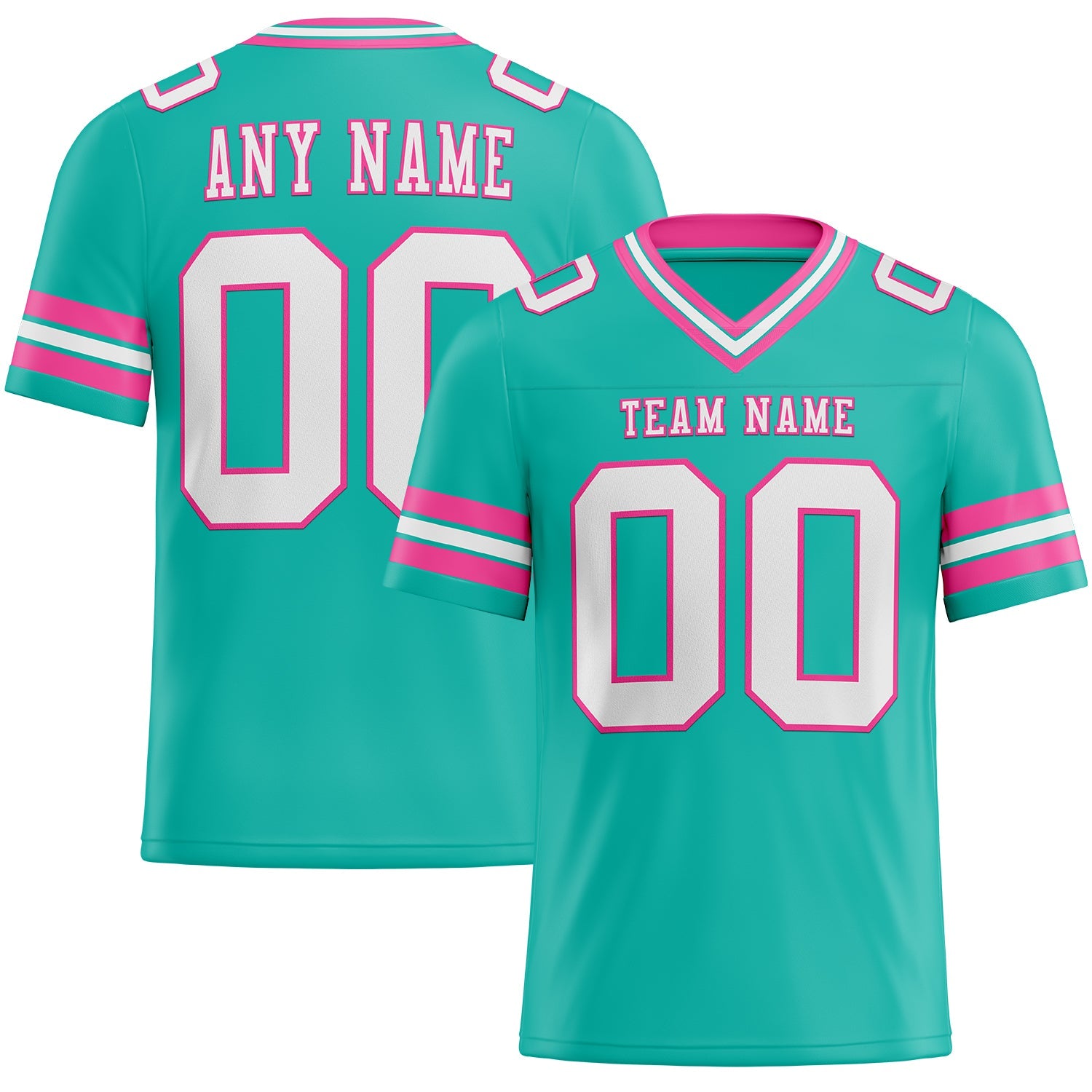 Custom Aqua White-Pink Authentic Football Jersey