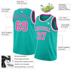 Custom Aqua Pink-White Authentic Basketball Jersey