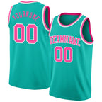 Custom Aqua Pink-White Authentic Basketball Jersey