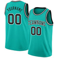 Custom Aqua Black-White Authentic Basketball Jersey