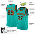 Custom Aqua Black-Orange Authentic Basketball Jersey