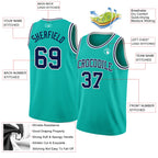 Custom Aqua Navy-White Authentic Basketball Jersey