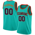 Custom Aqua Navy-Orange Authentic Basketball Jersey