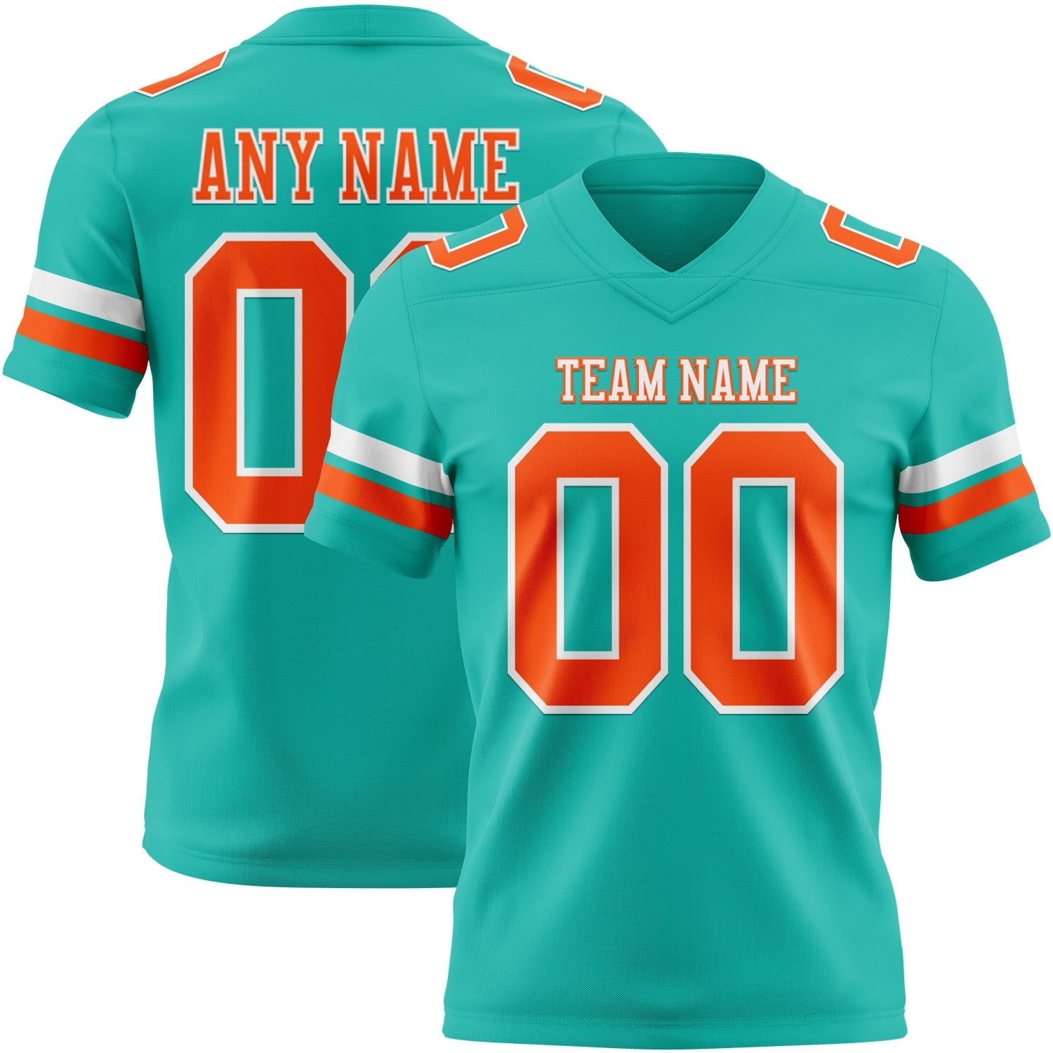 Custom Aqua Orange-White Authentic Football Jersey