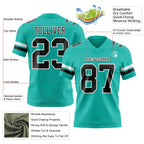 Custom Aqua Black-White Authentic Football Jersey
