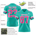 Custom Aqua Pink-White Authentic Football Jersey