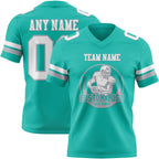 Custom Aqua White-Gray Authentic Football Jersey