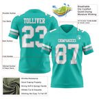 Custom Aqua White-Gray Authentic Football Jersey