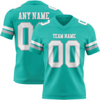 Custom Aqua White-Gray Authentic Football Jersey