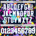 Custom Graffiti Pattern White Light Blue-Black Splash Round Neck Sublimation Basketball Suit Jersey