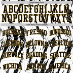 Custom White Black-Old Gold Abstract Sharp Shape Fragment Art Round Neck Sublimation Basketball Suit Jersey