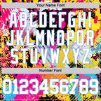 Custom Graffiti Pattern White-Light Blue Splash Round Neck Sublimation Basketball Suit Jersey