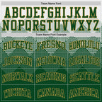 Custom White Green-Old Gold Gradient Square Shapes Round Neck Sublimation Basketball Suit Jersey