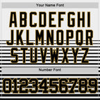 Custom White Black-Old Gold Pinstripe Fade Fashion Round Neck Sublimation Basketball Suit Jersey