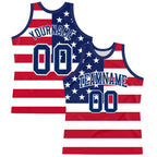 Custom Red Royal-White American Flag Round Neck Sublimation Basketball Suit Jersey