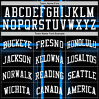 Custom Black White-Light Blue Line Round Neck Sublimation Basketball Suit Jersey