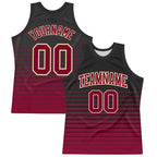 Custom Black Maroon-Cream Pinstripe Fade Fashion Round Neck Sublimation Basketball Suit Jersey