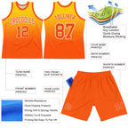 Custom Yellow Orange-White Fade Fashion Round Neck Sublimation Basketball Suit Jersey