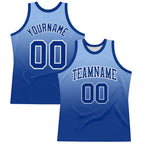 Custom Light Blue Royal-White Fade Fashion Round Neck Sublimation Basketball Suit Jersey