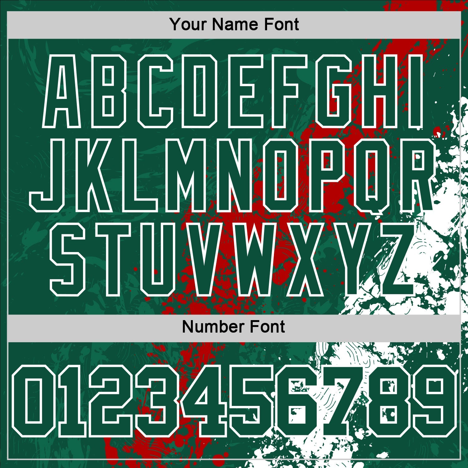 Custom Green Red-White Splash Round Neck Sublimation Basketball Suit Jersey