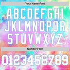 Custom Tie Dye White-Light Blue Round Neck Sublimation Basketball Suit Jersey