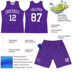 Custom Purple White Fragment Art Round Neck Sublimation Basketball Suit Jersey