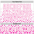 Custom White Pink Gradient Square Shapes Round Neck Sublimation Basketball Suit Jersey