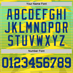 Custom Gold Royal-Light Blue Line Round Neck Sublimation Basketball Suit Jersey