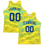 Custom Gold Royal-Light Blue Line Round Neck Sublimation Basketball Suit Jersey