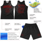 Custom Black Red Line Round Neck Sublimation Basketball Suit Jersey