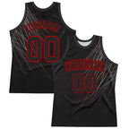 Custom Black Red Line Round Neck Sublimation Basketball Suit Jersey