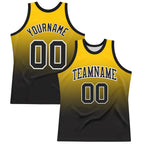 Custom Yellow Black-White Fade Fashion Round Neck Sublimation Basketball Suit Jersey