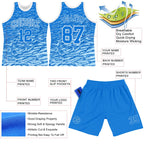 Custom Royal White Wave Round Neck Sublimation Basketball Suit Jersey