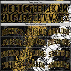 Custom Black Old Gold-White Splash Round Neck Sublimation Basketball Suit Jersey