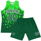 Custom Green Grass Green-White Geometric Shape Round Neck Sublimation Basketball Suit Jersey