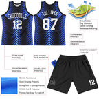 Custom Black White-Royal Arrow Shape Round Neck Sublimation Basketball Suit Jersey