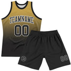 Custom Old Gold Black-White Fade Fashion Round Neck Sublimation Basketball Suit Jersey
