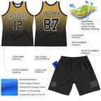 Custom Old Gold Black-White Fade Fashion Round Neck Sublimation Basketball Suit Jersey