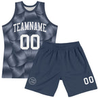 Custom Steel Gray White Line Round Neck Sublimation Basketball Suit Jersey