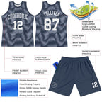 Custom Steel Gray White Line Round Neck Sublimation Basketball Suit Jersey
