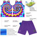 Custom Tie Dye Black-White Round Neck Sublimation Basketball Suit Jersey