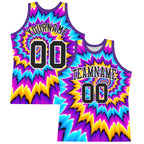 Custom Tie Dye Black-White Round Neck Sublimation Basketball Suit Jersey