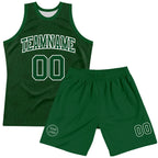 Custom Green White Geometric Shape Round Neck Sublimation Basketball Suit Jersey