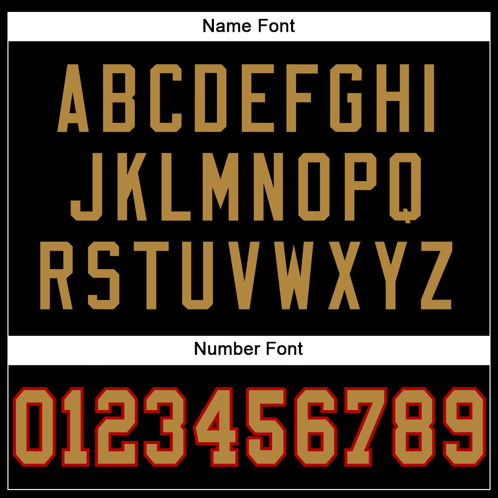 Custom Black Old Gold-Red Mesh Authentic Football Jersey