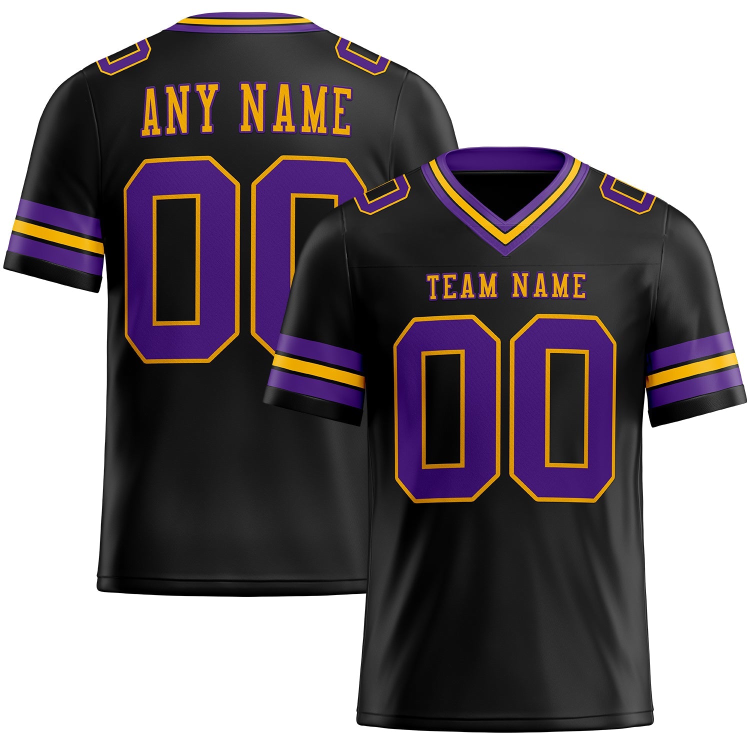 Custom Black Purple-Gold Authentic Football Jersey