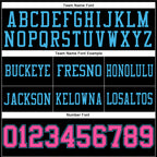 Custom Black Pink-Sky Blue Authentic Football Jersey