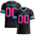 Custom Black Pink-Sky Blue Authentic Football Jersey