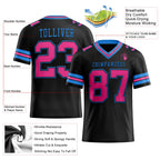 Custom Black Pink-Powder Blue Authentic Football Jersey