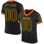 Custom Black Green Gold-Red Mesh Authentic Throwback Football Jersey
